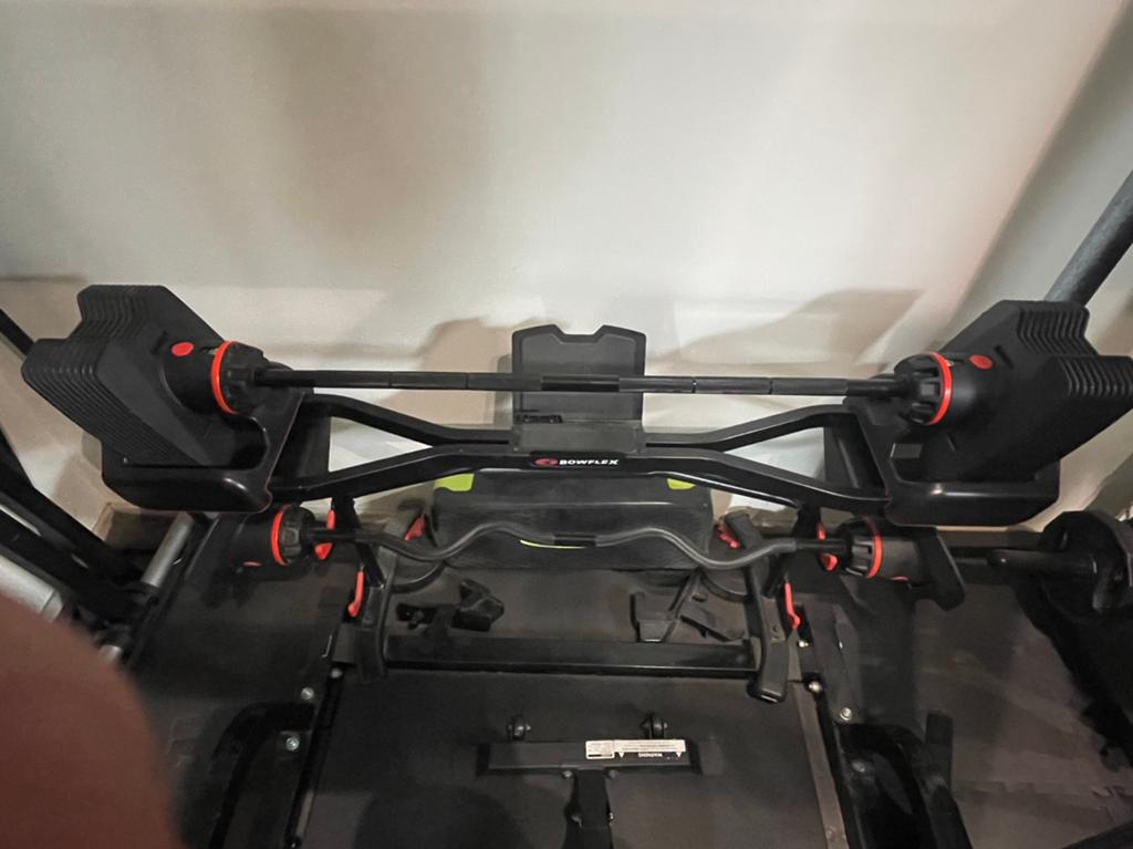 Bowflex Regelbare curlbar tot 54kg, Sport en Fitness, Ophalen, Zo goed als nieuw