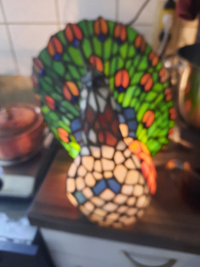 Belle lampe vintage Peacock — Style Tiffany —, Enlèvement
