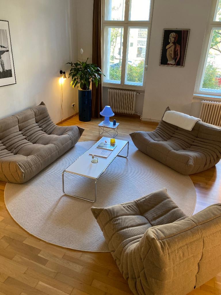 Ligne Roset - Togo - Bankstel Set (3-delig) - Taupe/Bruin, Verzenden, Zo goed als nieuw, Stof, Knoll vitra artifort sede b&b italia cassina mid century modern