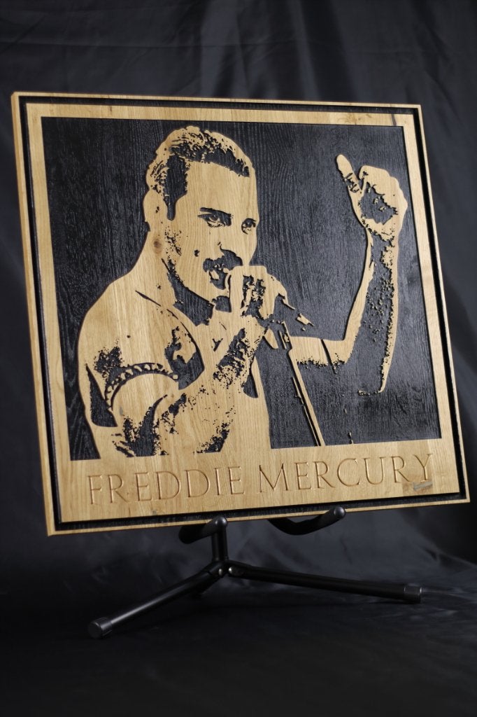 Décoration murale | Freddie Mercury | Usiné en chêne, Antiquités & Art, Art | Autres Art, Envoi