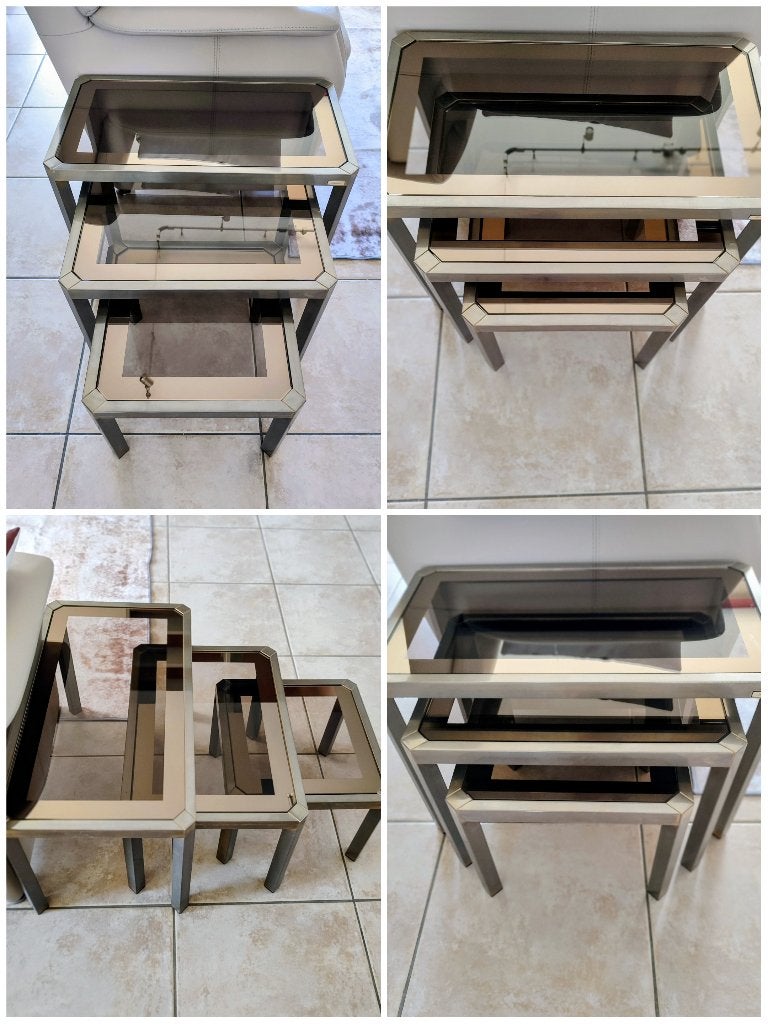 Superbes tables gigognes années '70, 55 à 75 cm, Enlèvement, Utilisé, '70