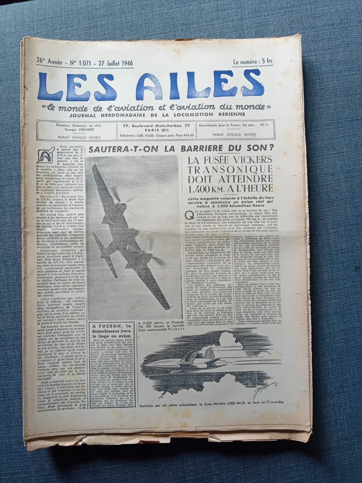 15 stuks les ailes kranten 1945, Verzamelen, Luchtvaart en Vliegtuigspotten, Ophalen of Verzenden
