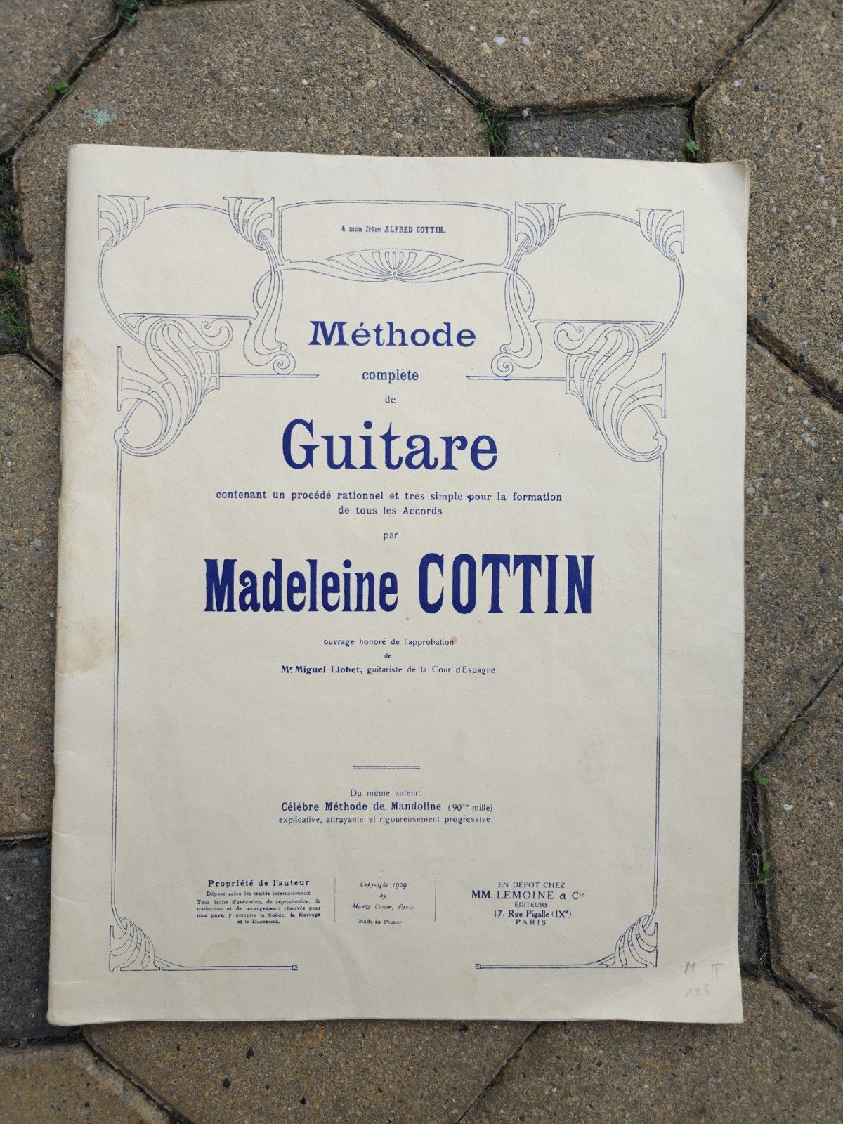 Méthode complète de Guitare - Madeleine Cottin (Édition 1909, Ophalen of Verzenden, Gebruikt, Klassiek, Gitaar