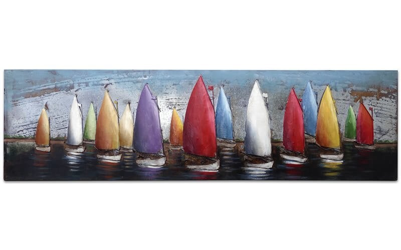 Metalen schilderij 180x50 - Zeilboten, Ophalen, 50 tot 75 cm, 125 cm of meer, Zo goed als nieuw