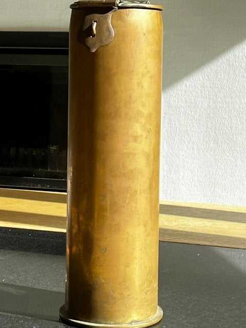 Diameter 13cm WO1 Loopgraven Duitse Huls Karlsruhe obus ABBL, Verzamelen, Ophalen of Verzenden