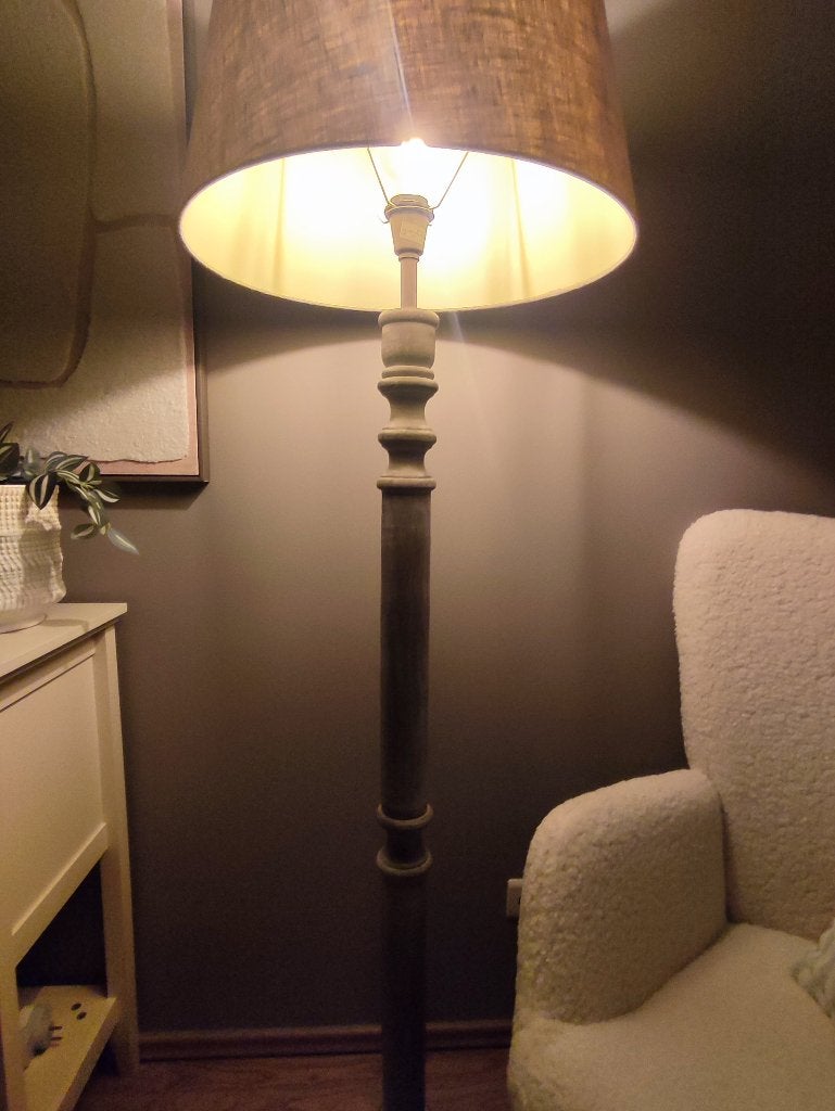 Vloerlamp, Ophalen, E27 (groot), 150 tot 200 cm, Hout