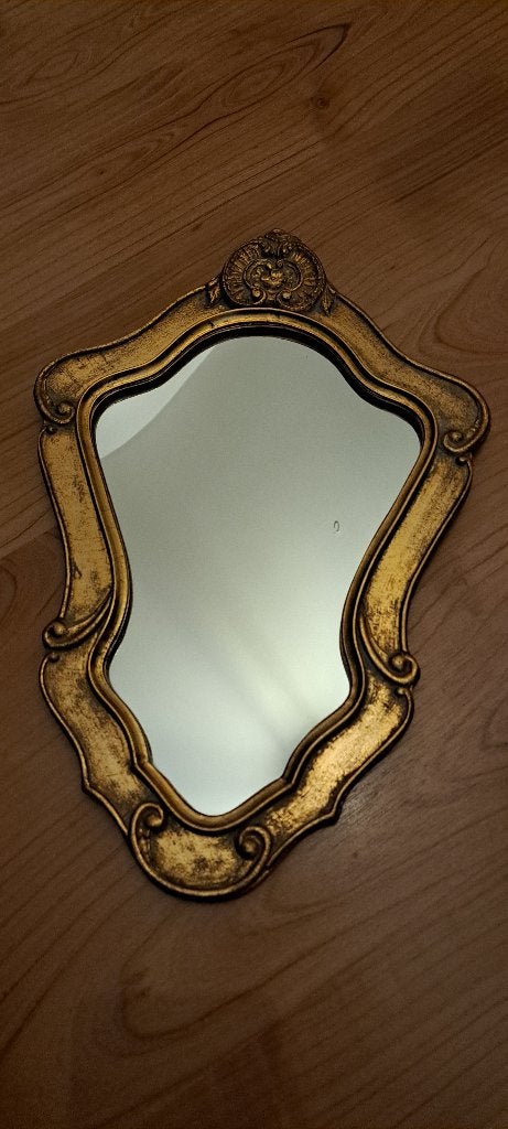 Miroir ouvragé doré, Antiquités & Art, Enlèvement, Autres formes, Moins de 50 cm, Moins de 100 cm