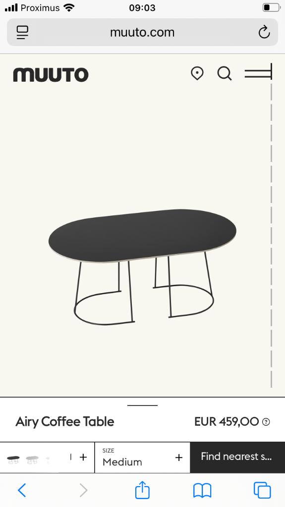 Airy Coffee table medium, Huis en Inrichting, Tafels | Salontafels, Nieuw, Ovaal, Ophalen