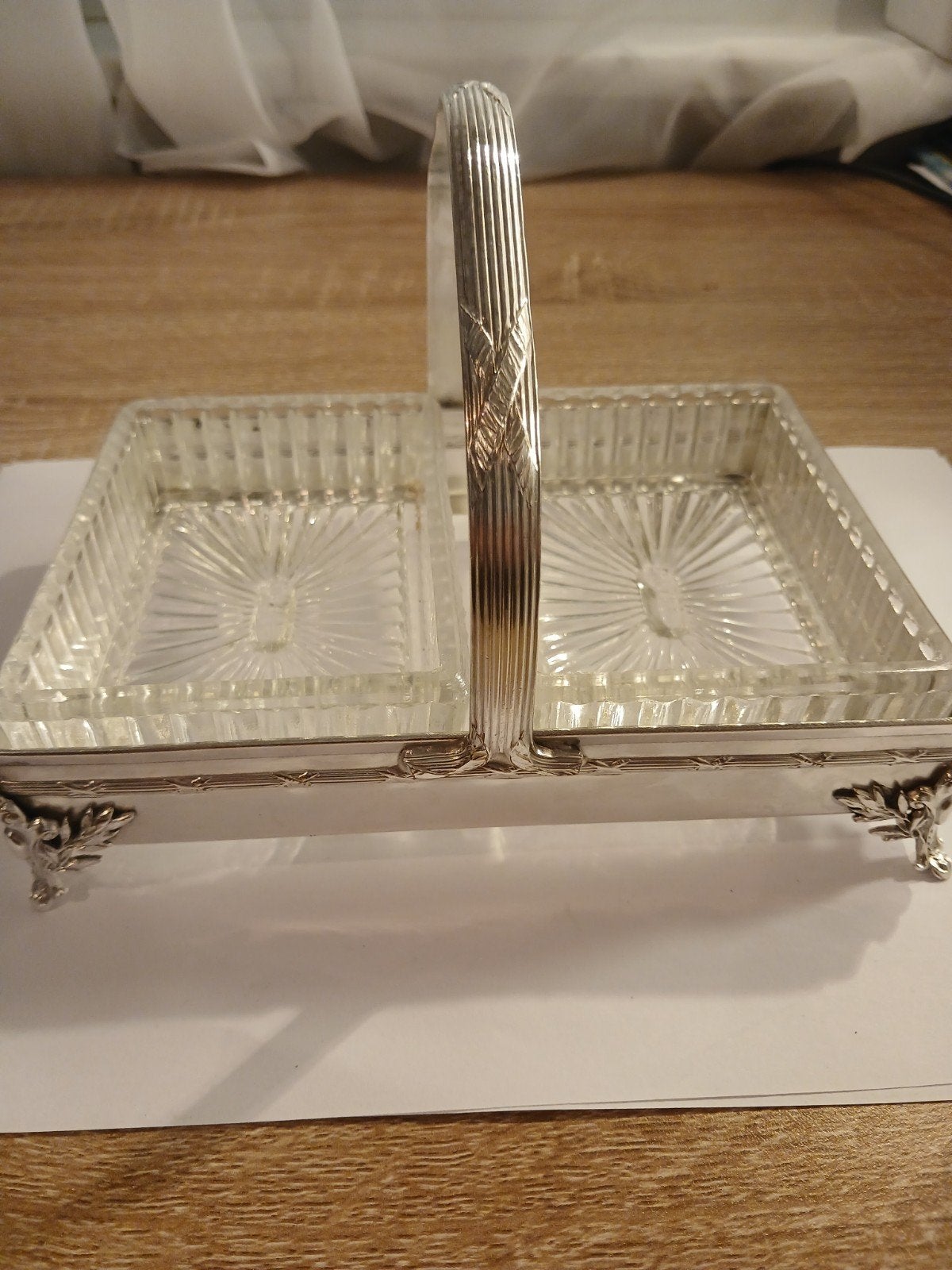 plat serviteur 1900 bayel et metal argenté pied hibou neo cl, Enlèvement ou Envoi, Argent