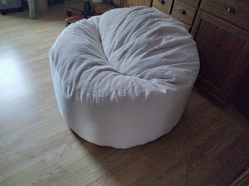 Pouf adulte velours côtelé, Huis en Inrichting, Zitzakken, Ophalen, Zo goed als nieuw, Beige, Zitzak