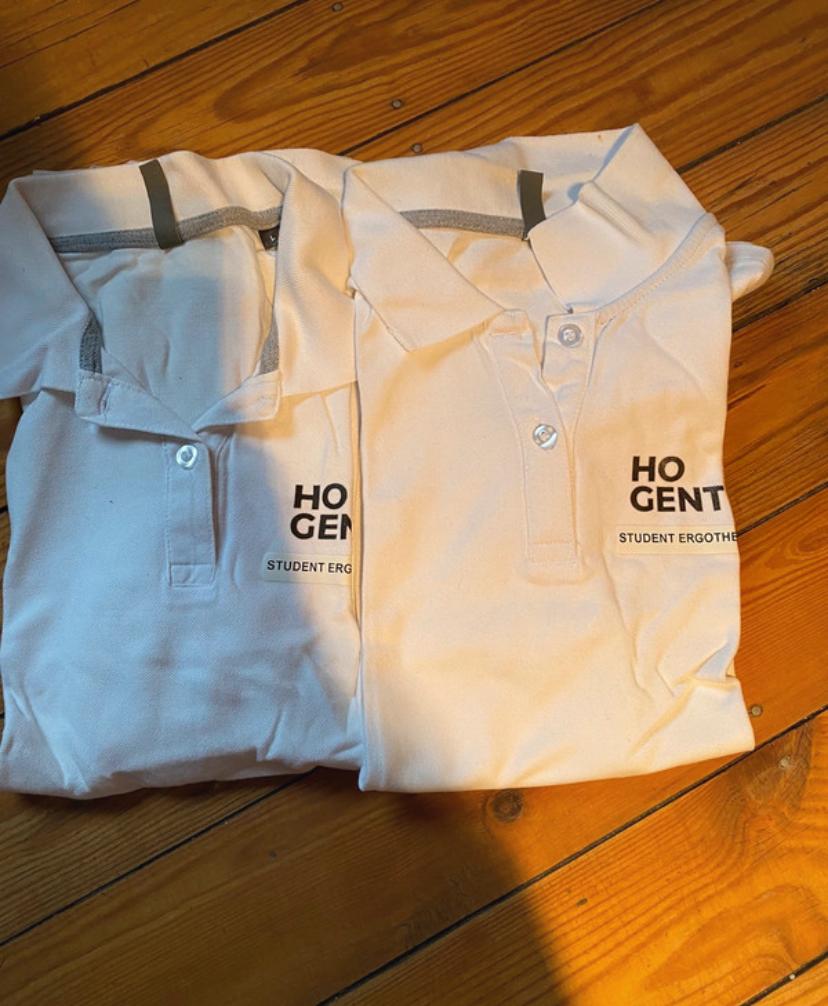 Witte stage polo’s HoGent Ergotherapie, Kleding | Dames, Dames-kledingpakketten, Ophalen, Zo goed als nieuw, Maat 42/44 (L)
