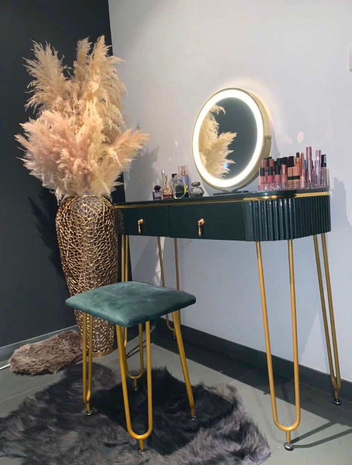 Make-up tafel met kruk, Huis en Inrichting, Tafels | Kaptafels, Ophalen, Zo goed als nieuw