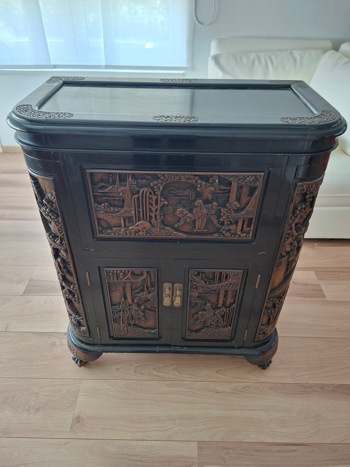 Vintage Chinees barmeubel / drankkastje – massief hout, Ophalen