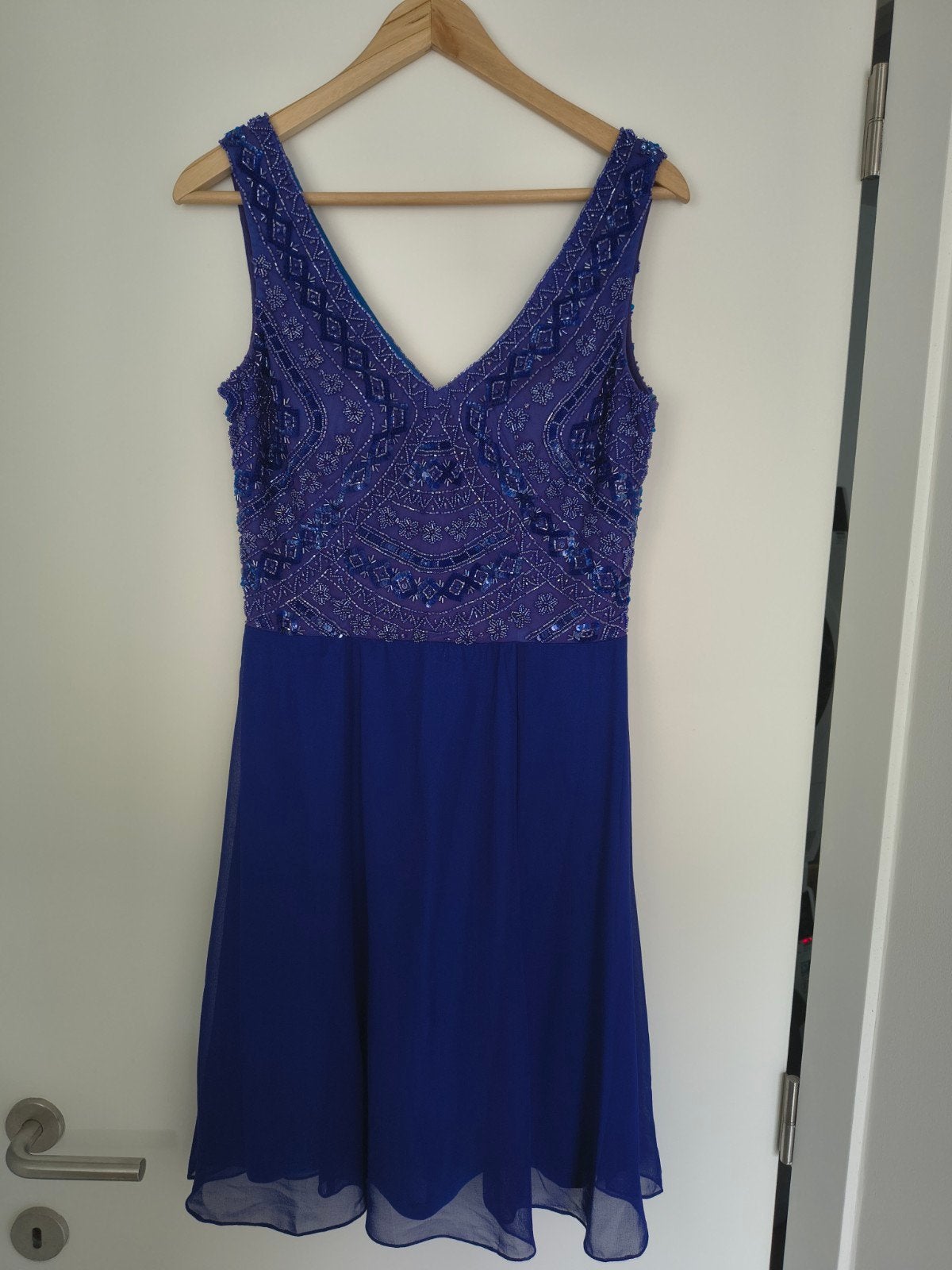 Satkartar clothing blauwe damesjurk met parels, Kleding | Dames, Ophalen of Verzenden, Maat 38/40 (M), Galajurk