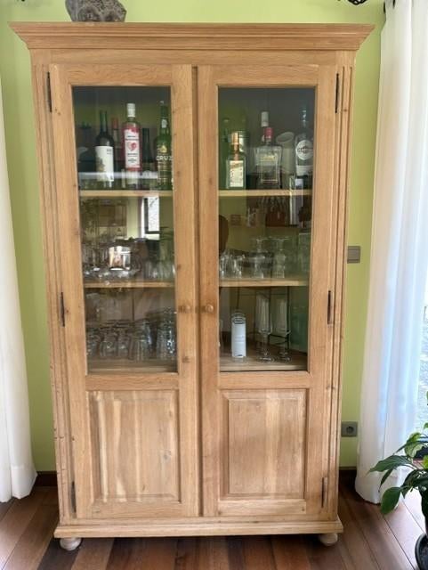 Vitrine en chêne clair massif, 25 à 50 cm, Comme neuf, 100 à 150 cm, Chêne