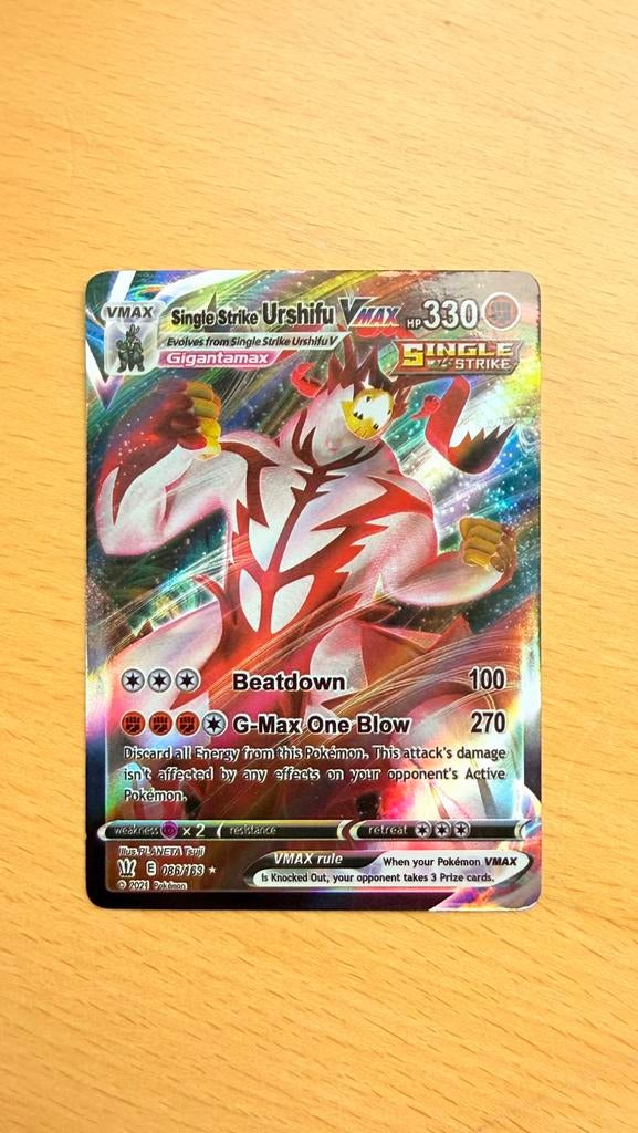 Urshifu Vmax Pokémon kaart, Enlèvement, Comme neuf