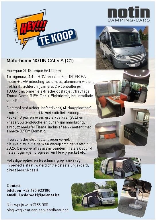 Mooie degelijke camper te koop Notin 65000km 4.4 ton, Particulier