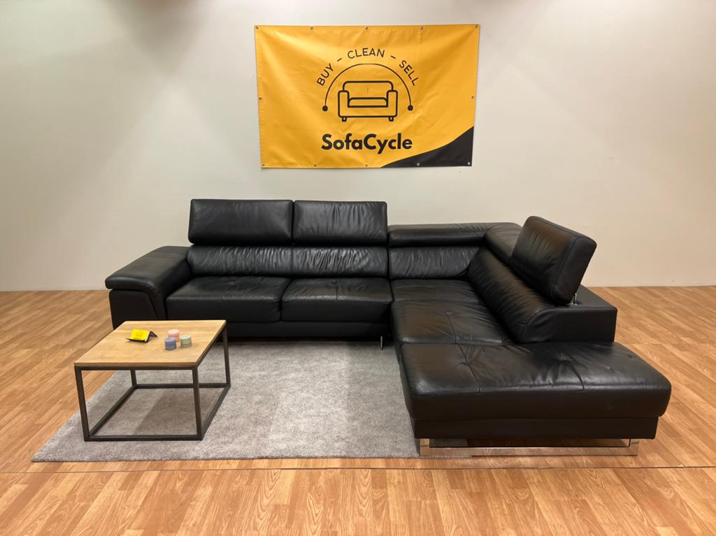 Siège d'angle en cuir véritable avec appuie-tête réglables, Maison & Meubles, Canapés | Repose-pieds & Poufs, Comme neuf, Enlèvement ou Envoi