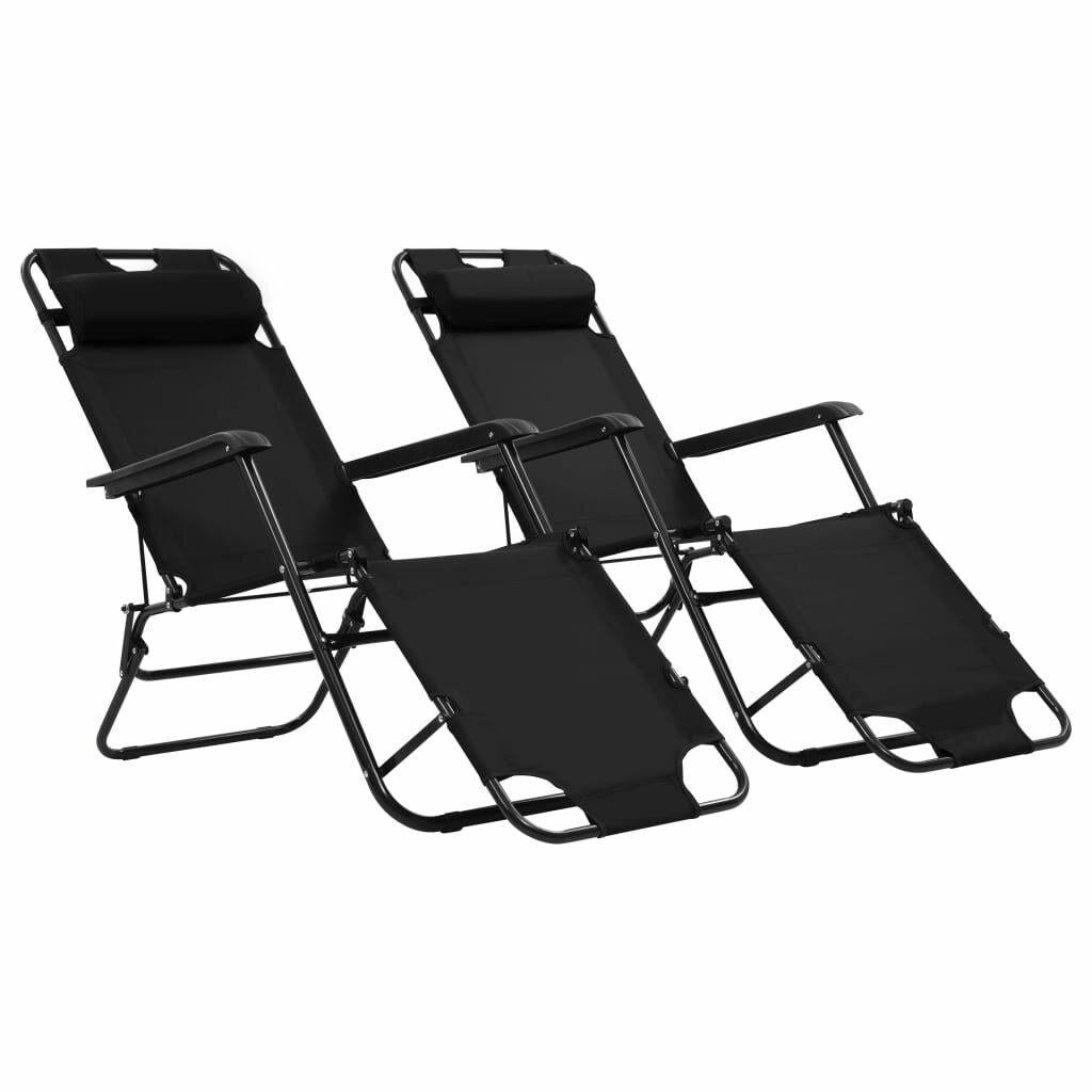 Ligstoel Holidays inklapbaar SET 2 st staal zwart, Verzenden, Nieuw, Metaal, Verstelbaar