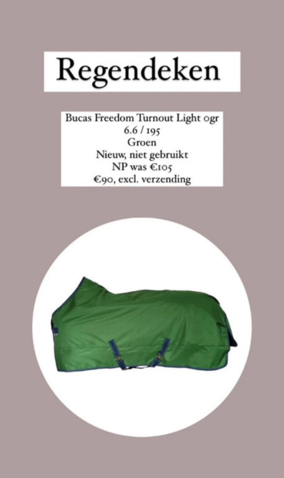 Bucas freedom Turnout light 0gr 6.6/195, Dieren en Toebehoren, Ophalen of Verzenden, Nieuw, Groen, Bucas