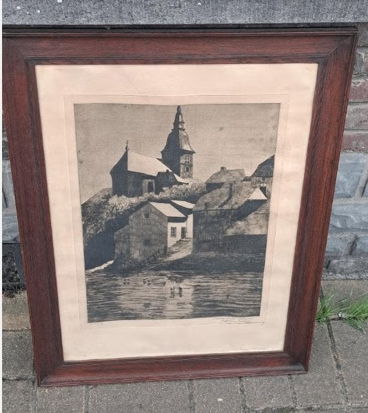gravure la semois signe michel Bernier, Antiquités & Art, Enlèvement ou Envoi, Gravure