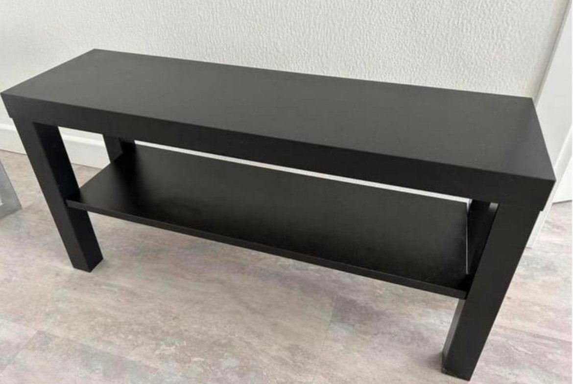 Zwarte houten decoratietafel, Ophalen, Zo goed als nieuw, Rechthoekig, 50 tot 100 cm