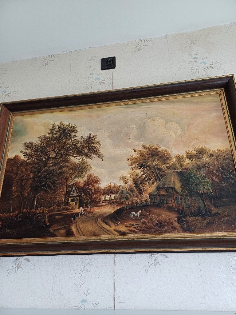antieke schilderij, Antiek en Kunst, Ophalen, Klassiek, Ingelijst, Landschap