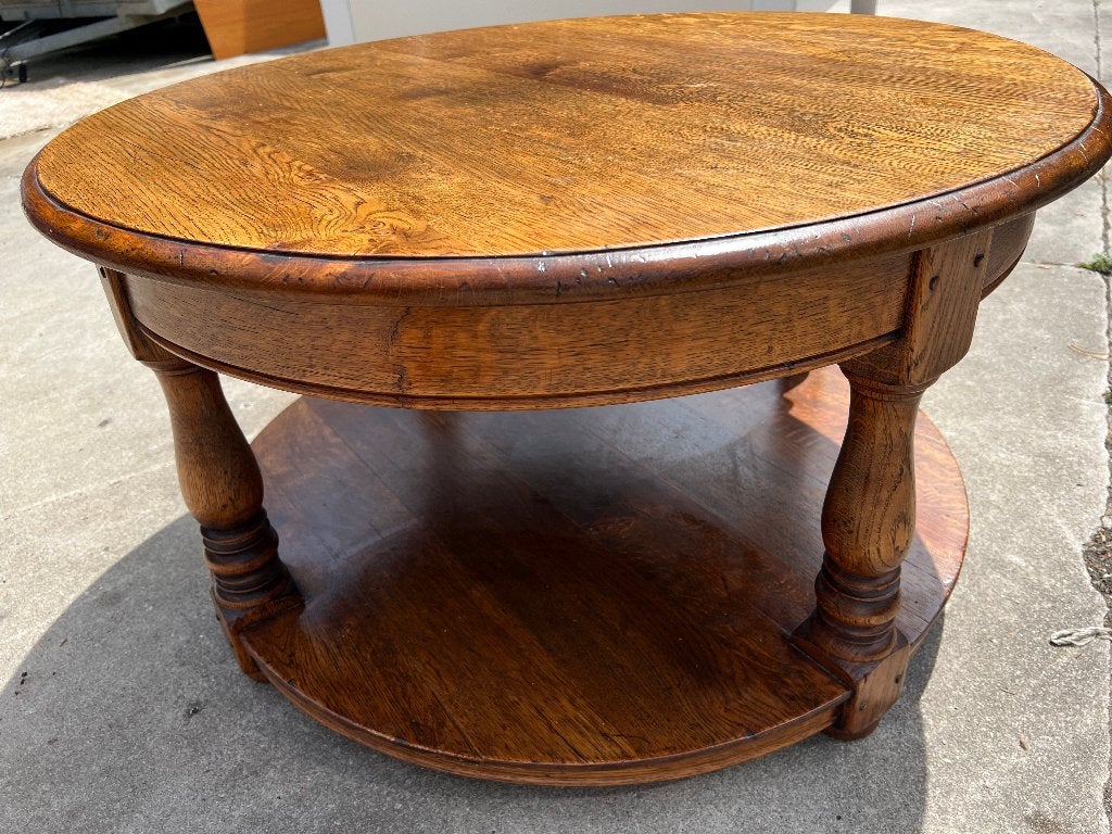 ronde eiken salontafel, Ophalen, 50 – 75, 50 tot 100 cm, 50 tot 100 cm