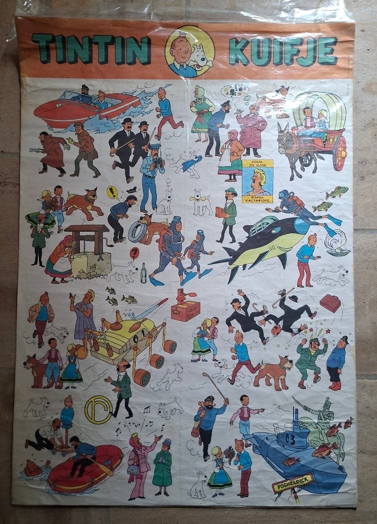 Kuifje Tintin affiche, Collections, Enlèvement ou Envoi, Tintin, Comme neuf, Image, Affiche ou Autocollant