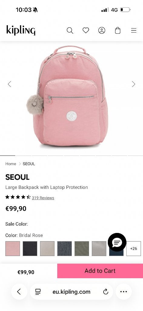 Sac à dos Kipling seoul nouveau, Neuf, 25 à 40 cm, Kipling, Enlèvement ou Envoi