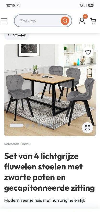 Vier stoelen, Maison & Meubles, Chaises, Neuf, Quatre, Autres matériaux, Gris, Enlèvement
