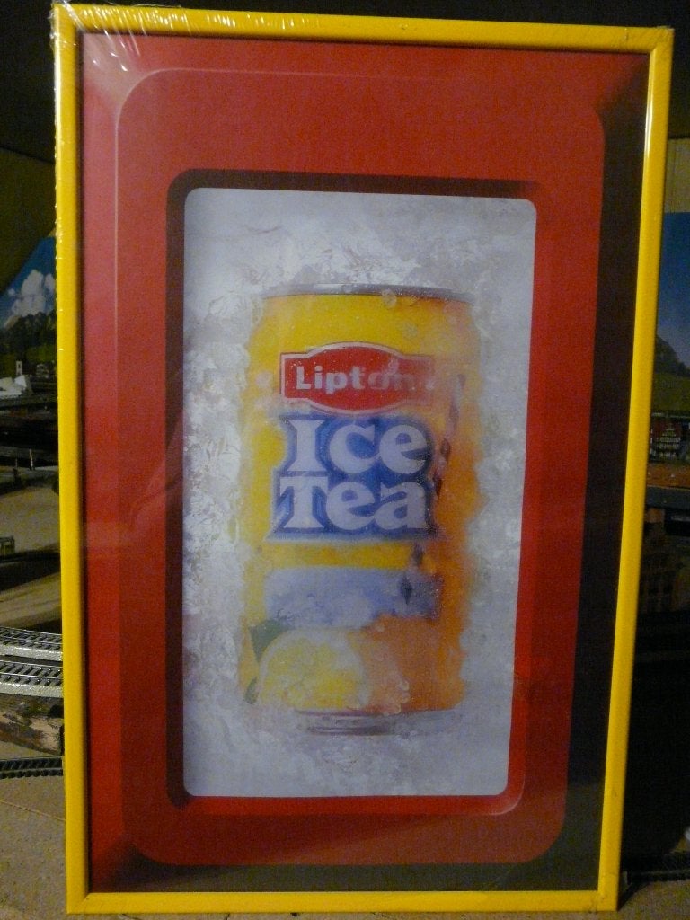Nog nieuw ingepakt reclamebord van Lipton  in metalen kader, Enlèvement, Neuf, Panneau publicitaire