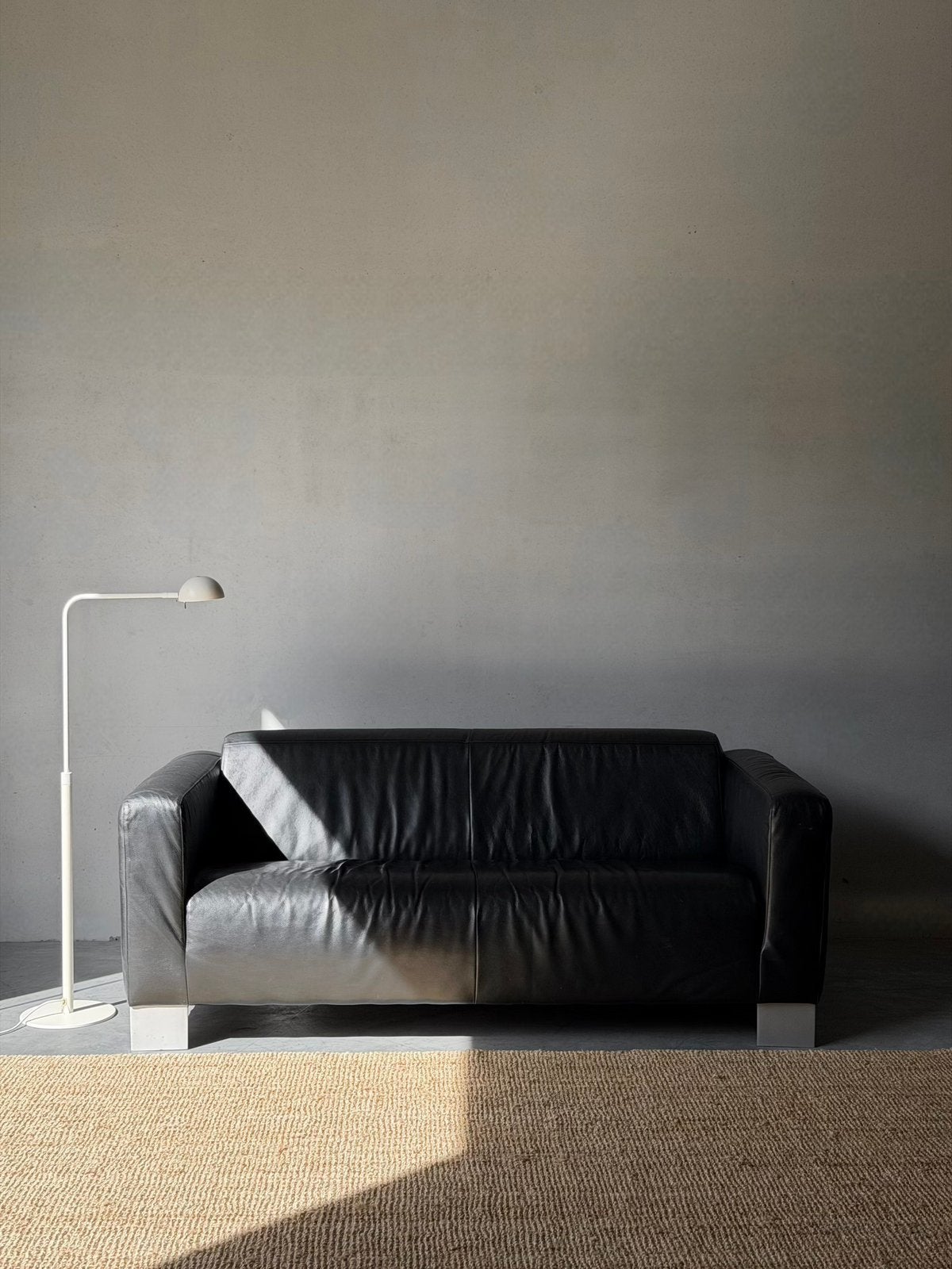 Vintage bauhaus zwart lederen zetel, Huis en Inrichting, Ophalen, Zo goed als nieuw, Leer