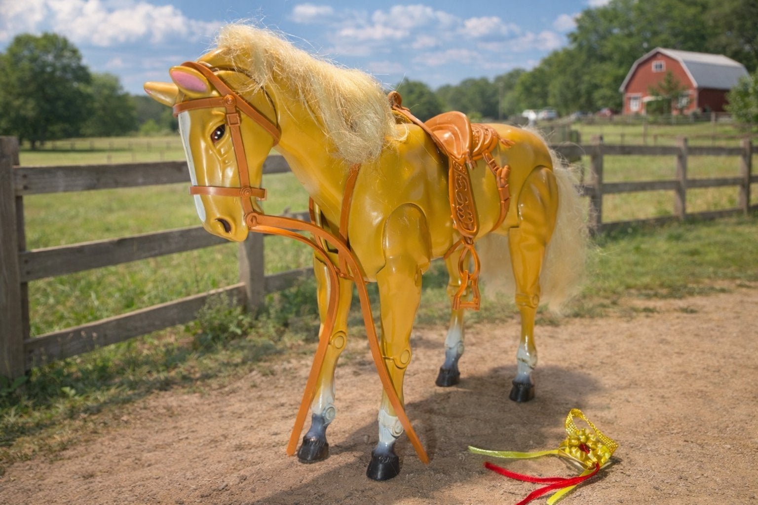 Vintage Mattel Barbie paard met zadel & hoofdstel jaren ’90, Ophalen of Verzenden, Gebruikt, Barbie