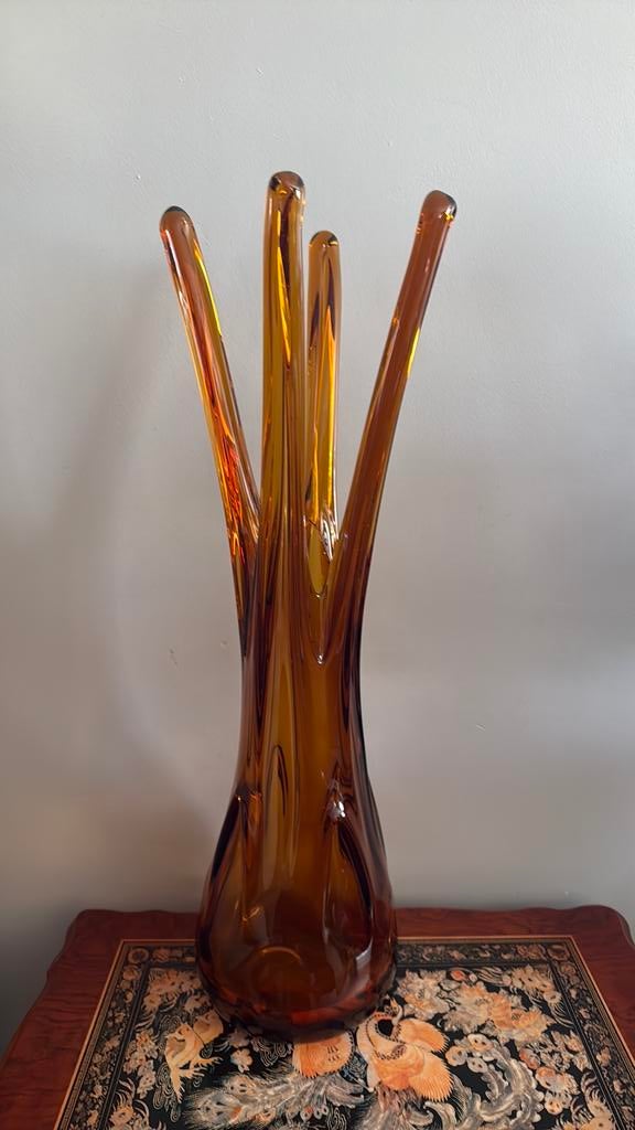 Rare Vase de Sol Monumental 60cm - Verre Soufflé Ambré XXL, Ophalen of Verzenden