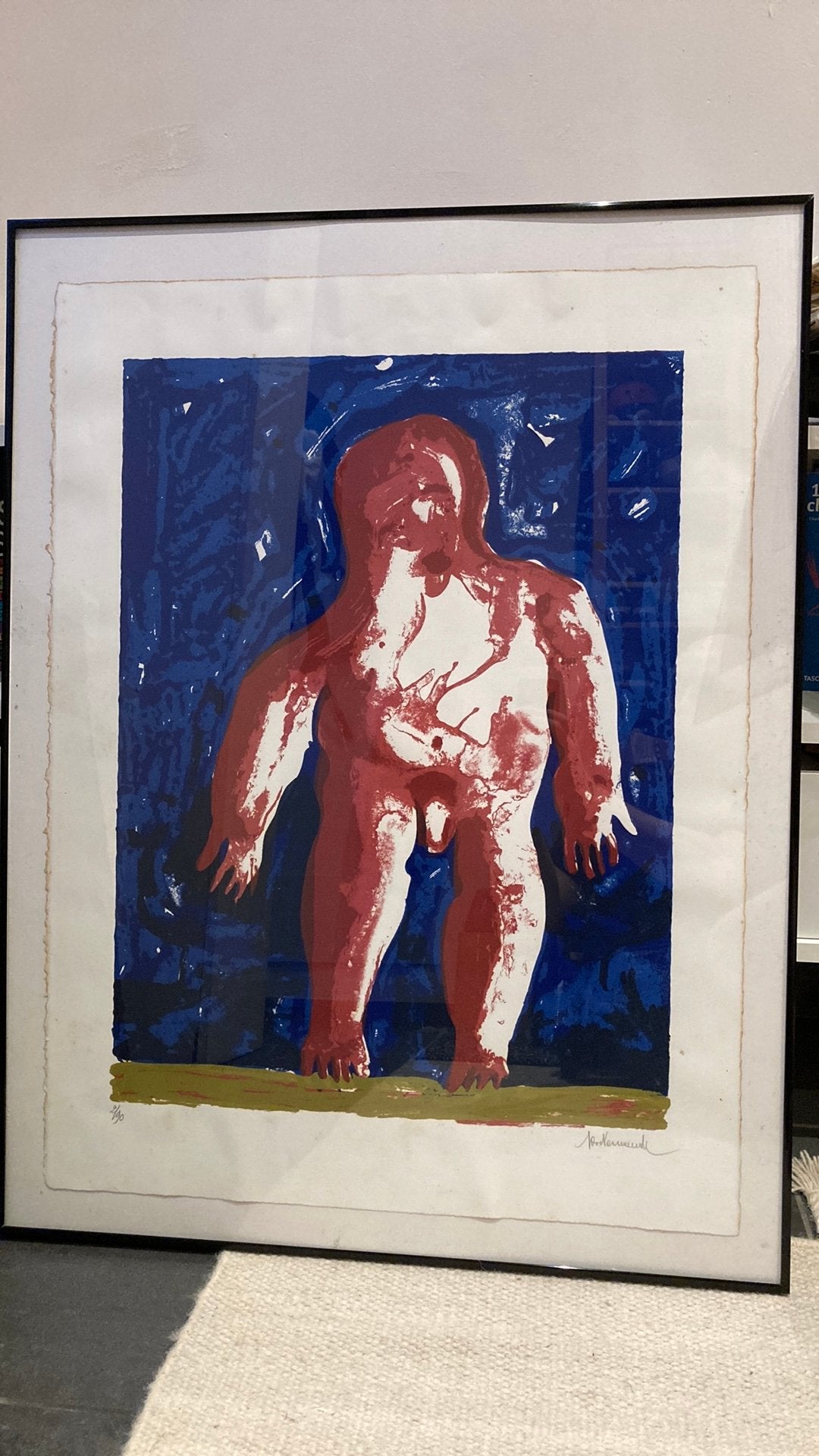 Neo-Expressionistische Litho / Zeefdruk – Mannelijk Naakt, Antiek en Kunst, Kunst | Schilderijen | Modern, Ophalen, Papier/karton