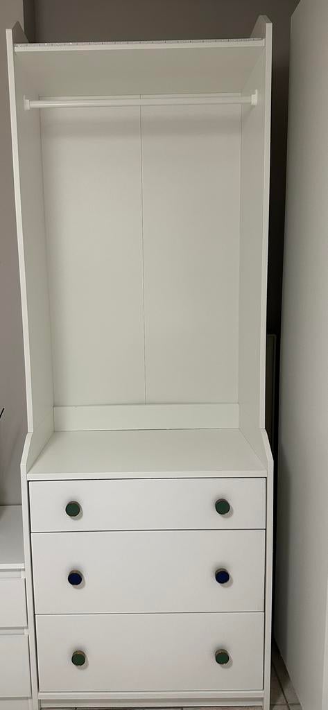 Armoire blanc ouverte avec 3 tiroirs 70/199cm, 3 ou 4 tiroirs, 25 à 50 cm, Un style harmonieux, Comme neuf