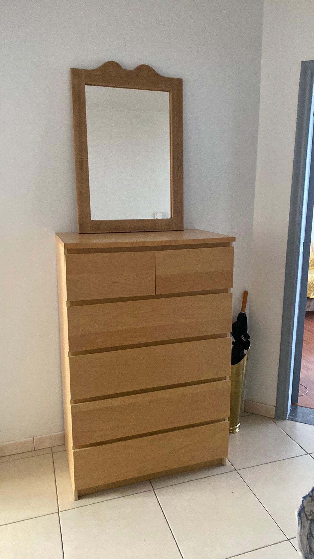 Armoire à 6 tiroirs avec miroir, Maison & Meubles, Enlèvement, Comme neuf