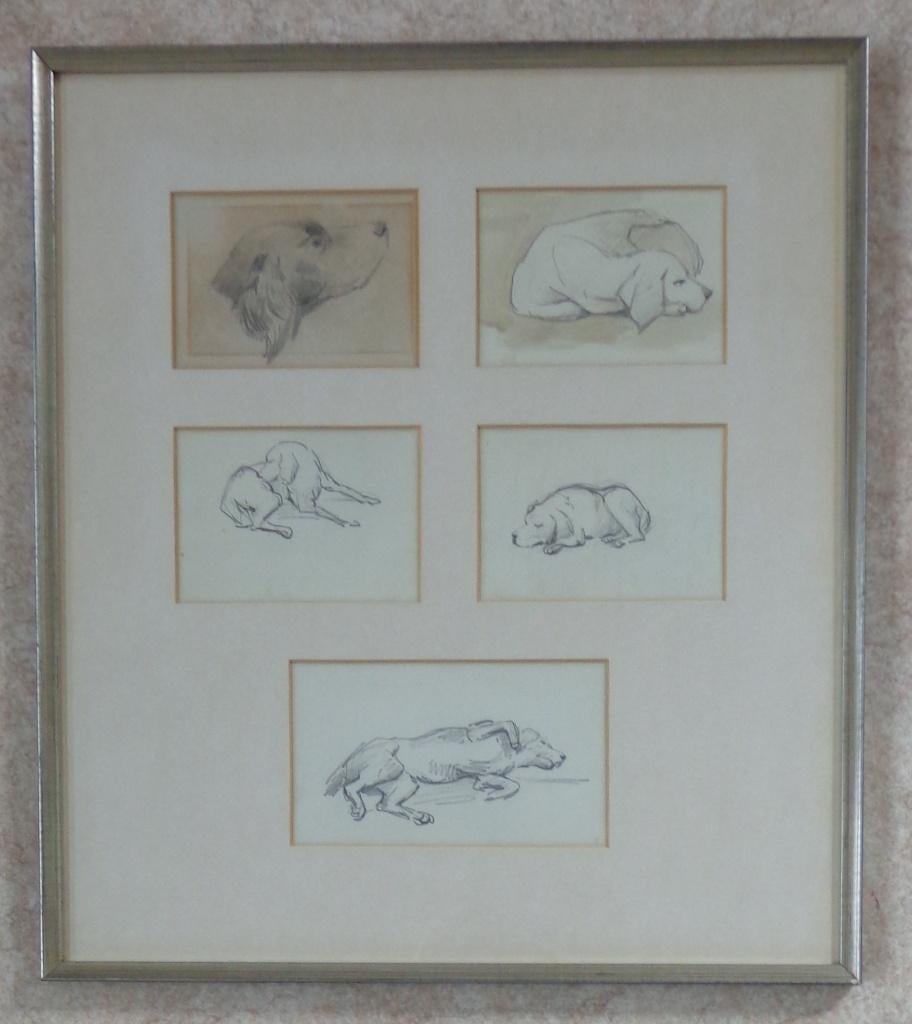 GUSTAVE BUSCHMANN / HONDEN / ORIGINEEL WERK / 45x40cm KADER, Antiek en Kunst, Ophalen of Verzenden
