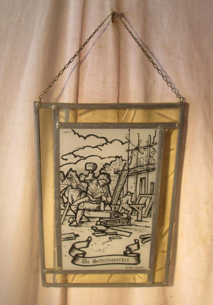 Magnifique vitrail - Menuisier - 29x20, Enlèvement ou Envoi