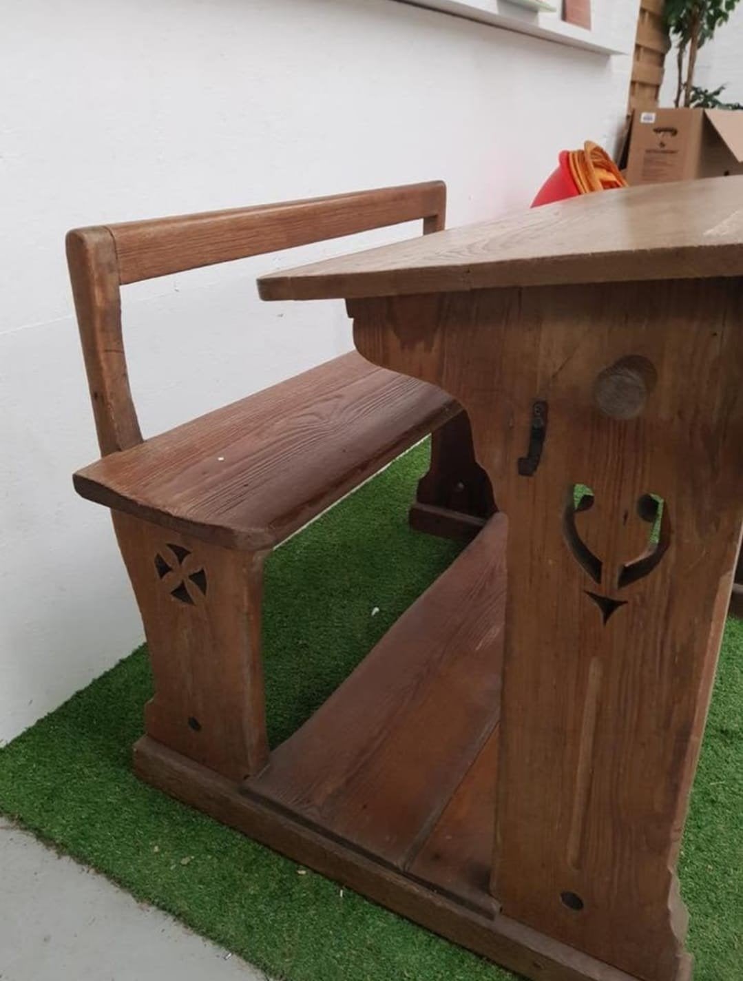 Vintage houten schoolbank, Antiek en Kunst, Ophalen