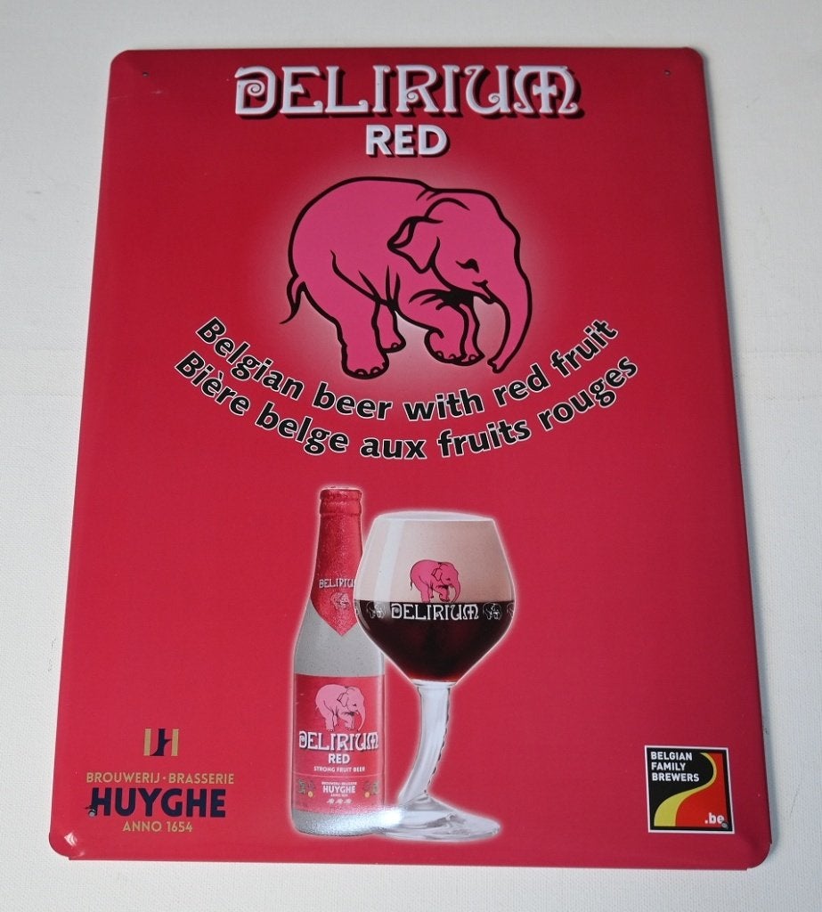 Delirium Red Brouwerij Huyghe, Verzamelen, Biermerken, Verzenden, Nieuw, Reclamebord, Plaat of Schild, Overige merken
