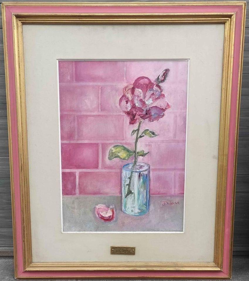Huile sur toile fleurs signe Ingrid evilard, Enlèvement ou Envoi