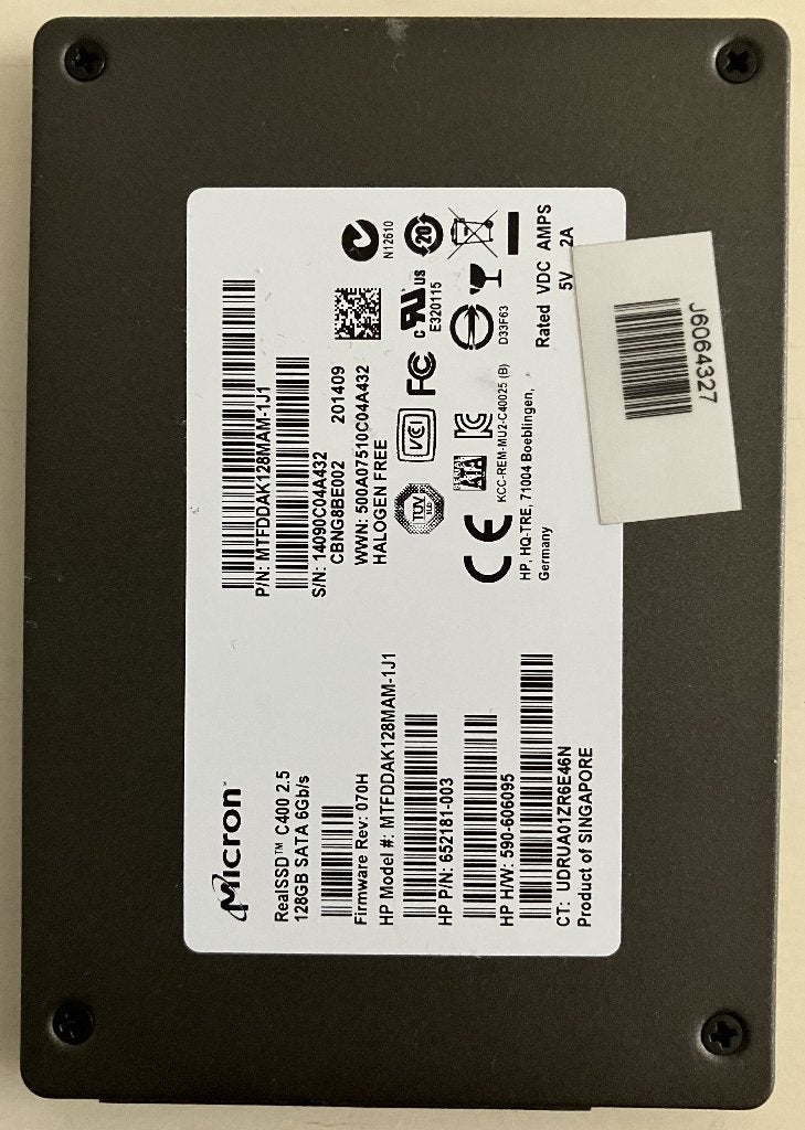 Micron RealSSD C400 2.5" 128 GB, Ophalen, Intern, Gebruikt, 128 GB