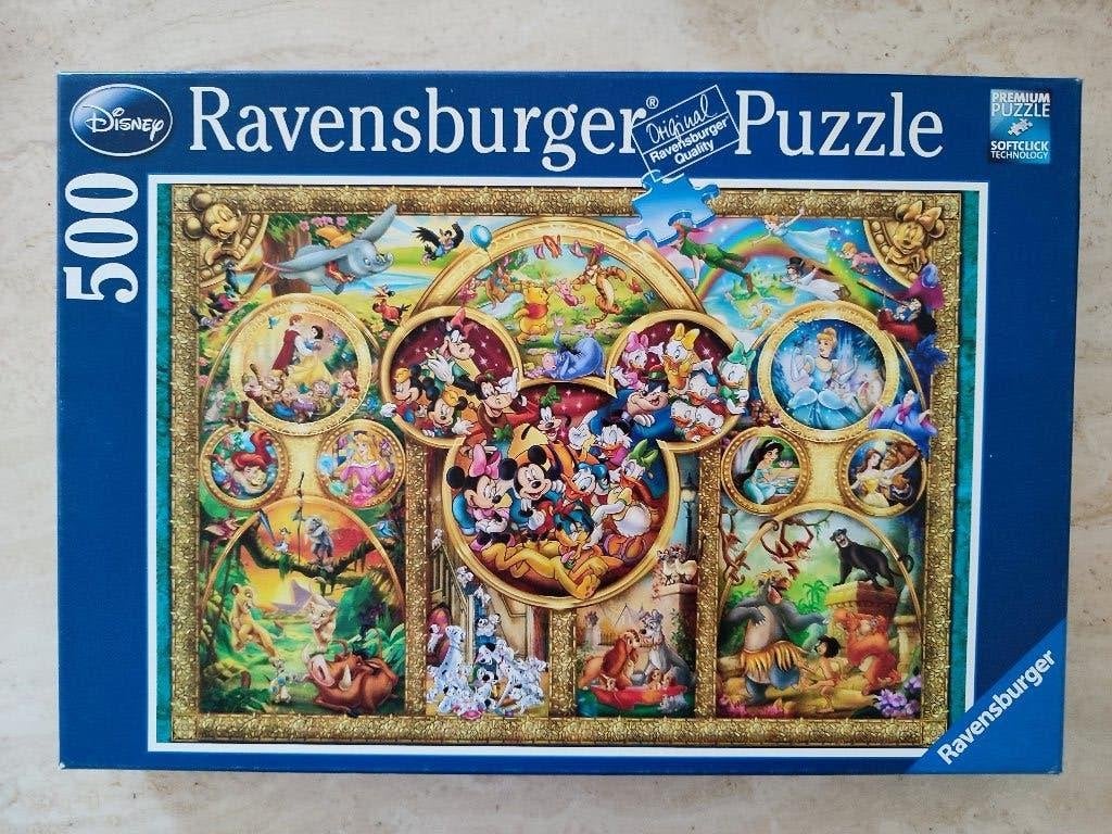 Disney Compilatie, puzzel 500 stukjes. Ravensburger, Hobby en Vrije tijd, Ophalen of Verzenden, 500 t/m 1500 stukjes, Gebruikt