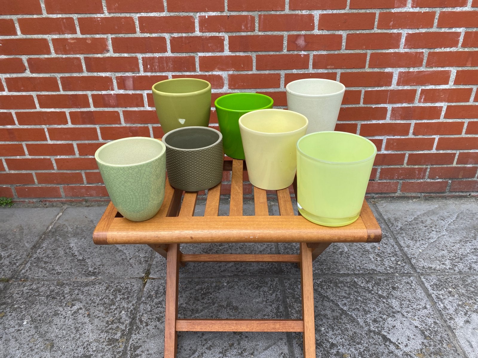 Bloempotjes gele, groene tinten per stuk, Enlèvement ou Envoi, Comme neuf