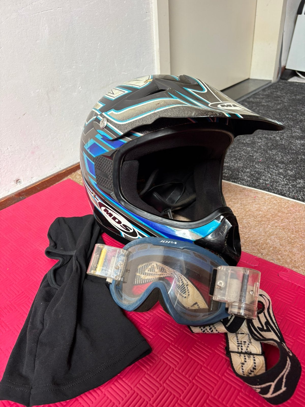 Casque de moto (cross) +lunettes et housse, Enlèvement, Seconde main, Hommes