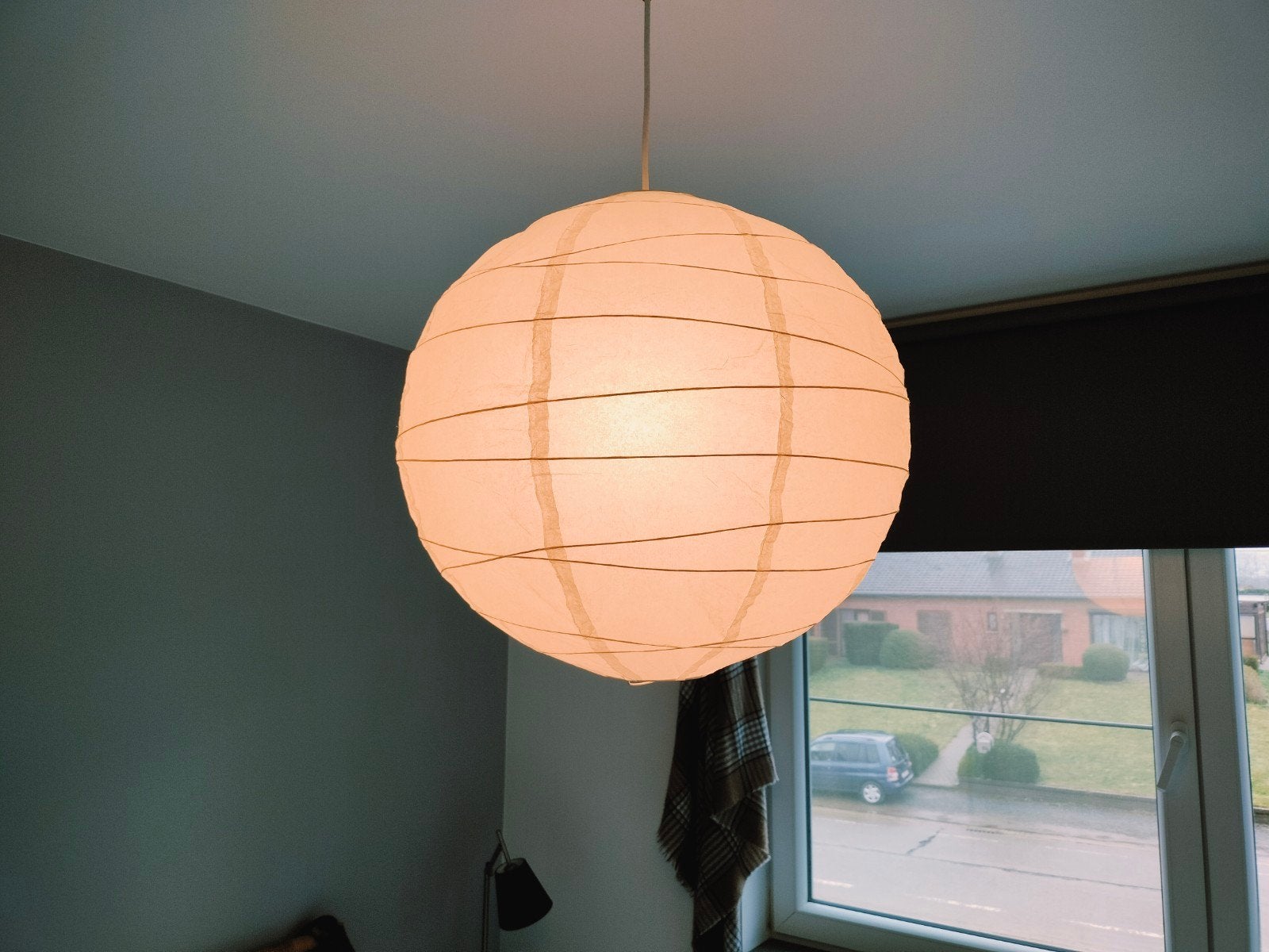 Hanglampen kap, gebroken wit. Sterk Rijstpapier, Maison & Meubles, Lampes | Suspensions, Enlèvement, Comme neuf, Matériau naturel