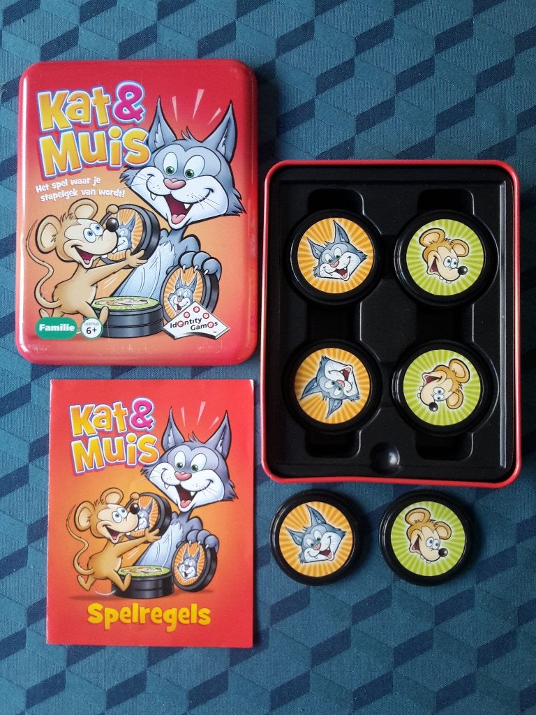 Leuk kinderspel Kat & Muis, 2 spelers, 6+, + 1 gratis promo, Een of twee spelers, Ophalen of Verzenden, Zo goed als nieuw, Identity Games