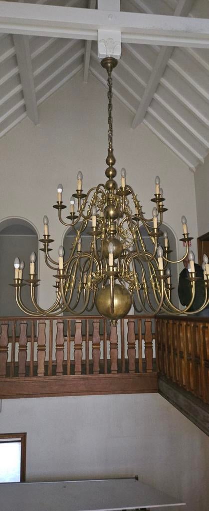 Beau grand lustre en cuivre (lustre) - Classique, Enlèvement, Comme neuf, Métal, Klassiek